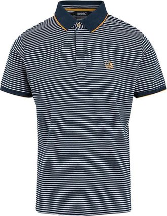 Regatta Mens Tiver Striped Polo Shirt (S) (White/Navy)