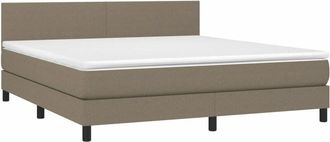 vidaXL Vidaxl - Cama Box Spring Con Colch&oacute;n Led Tela Gris Taupe 160x200 Cm
