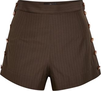 Vivienne Westwood Elle Button Detail Pinstripe Cotton Shorts - Khaki - 42 (UK10 / S)