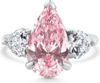 Pompeii3 Certified 3Ct VS Fancy Vivid Pink Diamond Engagement Ring Gold Lab Grown Size: 7