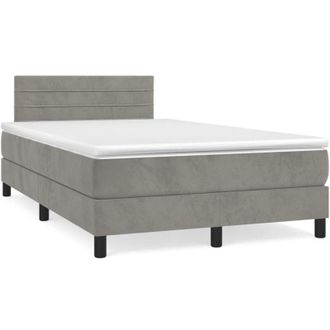 vidaXL Vidaxl - Cama Box Spring Colch&oacute;n Y Led Terciopelo Gris Claro 120x190 Cm