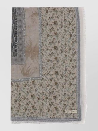 Faliero Sarti floral stole silk nylon blend frayed edges