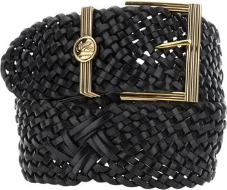 Etro Pegaso Woven Belt - Dames - Accessoires - Zwart - Maat: 85 CM Leer
