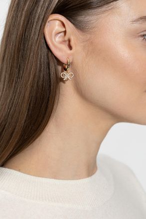 Self Portrait Earrings With Shimmering Crystals, Womens, Gold