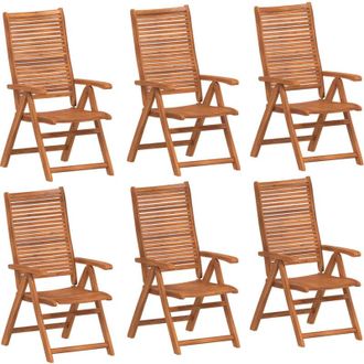 vidaXL Sillas Jard&iacute;n Reclinables 6uds Madera Maciza Acacia 56x72x107cm Vidaxl