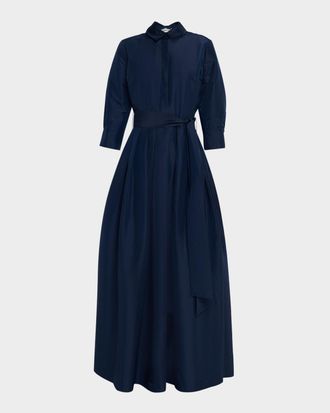 SIMKHAI Julip Pleated Tie-Waist Gown