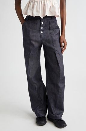 Cecilie Bahnsen Carmela Denim Trousers in Indigo Denim at Nordstrom, Size 10 Us