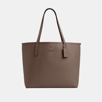 Coach Womens City Tote in Double Face Leather Bag - Grey - One Size