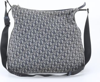 Dior Navy Leather Canvas Messenger Bag Shoulder Bag (Pre-Owned)