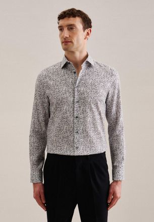 Seidensticker Businesshemd SEIDENSTICKER Slim, Herren, Gr. S (38), normale &Auml;rmell&auml;ngen, grau (mittelgrau), 100% Baumwolle, gebl&uuml;mt, slim fit, 2-Knopf-Manschette, He