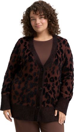 Tom Tailor Cardigan TOM TAILOR PLUS, Damen, Gr. 44, big braun leo design, Strick, Obermaterial: 59% Polyamid, 31% Baumwolle, 5% Polyacryl, 3% Wolle, 2% sonstige 