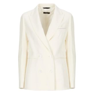 PESERICO Blazer de Gabardina de Lino Puro - Jackets - Mujer - Blanco - L