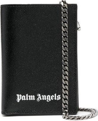 Palm Angels chain-detail card holder - men - Calf Leather/Viscose - One Size - Black