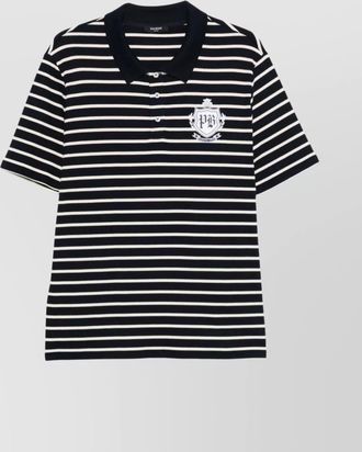 Balmain striped cotton short-sleeve polo shirt
