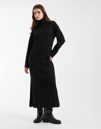 Object vestito lungo in maglia dolcevita nero