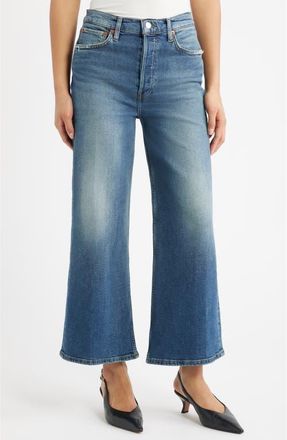Re/Done High Waist Crop Wide Leg Jeans in Sonoma Indigo at Nordstrom, Size 32