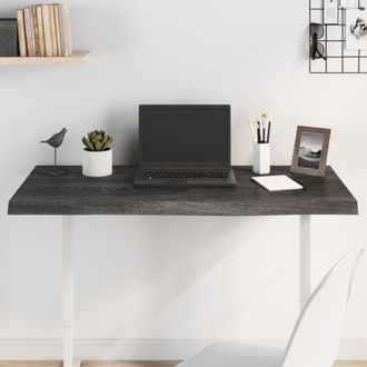 Berkfield Home Table Top Dark Grey 100x60x(2-4) cm Treated Solid Wood Oak