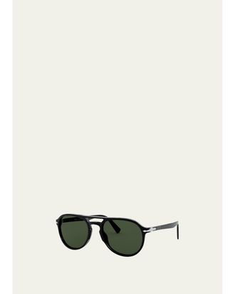 Persol Mens 55mm Double-Bridge Acetate Aviator Sunglasses