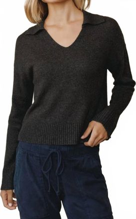 Bella Dahl Pullover Sweater With Collar In Heather Brown