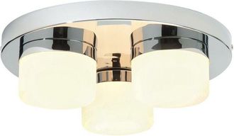Endon Lighting Pure - 3 Light Semi Flush Bathroom Ceiling Light Chrome, Opal Glass IP44, G9