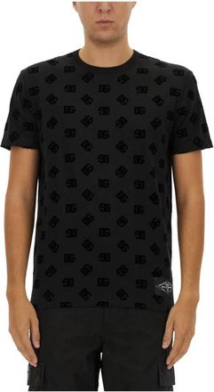Dolce & Gabbana All-Over DG Logo Print Crewneck T-Shirt - Heren - T-shirts - Zwart - L - Tops