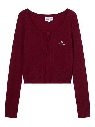 Shushu/Tong button logo cardigan - women - Wool/Polyamide - 10 - Red