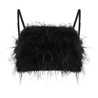 Pinko Pinko, Tops, Dames, Zwart, M, Polyester, Salagiochi Top met veren