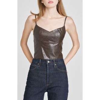 Wayf Estella Faux Leather Camisole in Chocolate at Nordstrom Rack, Size Small