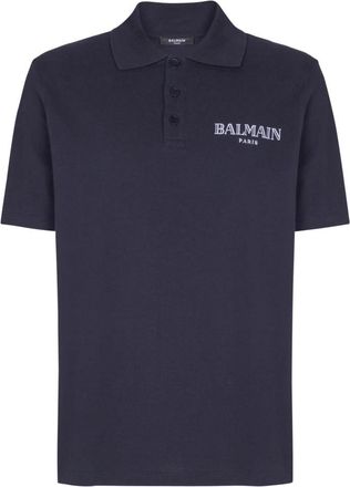 Balmain Vintage geborduurde katoenen polo shirt - Heren - Polos - Blauw - L - Katoen - Tops