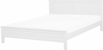 Beliani Beliani - Letto in Legno Bianco con Rete a Doghe e Testiera Alta 160 x 200 cm Olivet