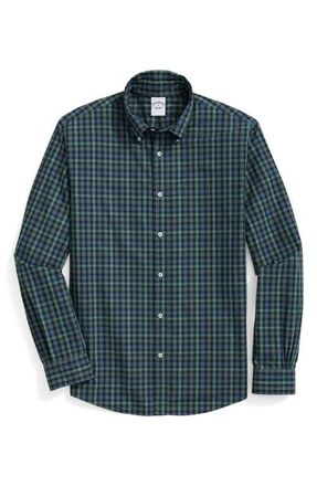 Brooks Brothers Friday Plaid Cotton Poplin Button-Down Shirt in Bistro Green Tartan at Nordstrom, Size X-Large