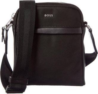 HUGO BOSS Highway N NS Zip Leather-Trim Reporter Bag