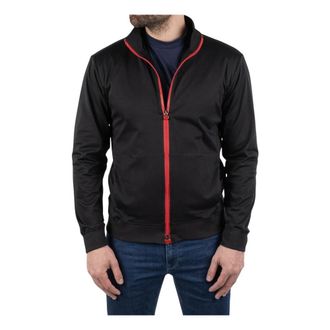 Kiton Zip-throughs, male, Black, Size: XL Red-Stitch Coat