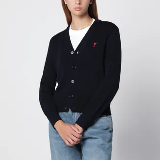 Ami Cardigan Ami De Coeur blu navy in lana