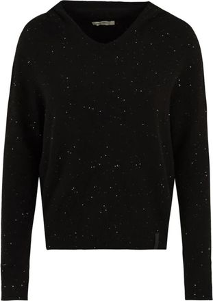 Hinnominate Hooded Sweater with Sequin Trim - Dames - V-hals truien - Zwart - M - Polyester - Truien & Vesten