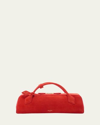 Alaia Teckel Top-Handle Bag in Suede and Leather