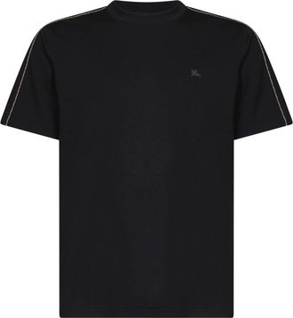 Burberry Check Trim Katoenen T-shirt - Heren - T-shirts - Zwart - XL - Katoen - Tops