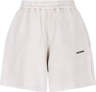 Cultura Relaxed-Fit White Shorts with Elastic Waistband
