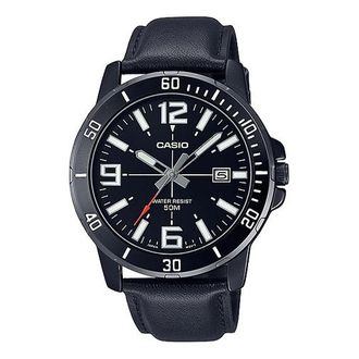 Casio Mens CASIO Dress Series Classic Minimalistic Exquisite Fashion Watch 45mm 50m Waterproof Strap Mens Black Analog MTP-VD01BL-1BV