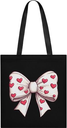 Generic Valentines Day Heart Bow Womens Tote Casual Shopping Bag Lightweight Shoulder Bags Hobos Handbag for Work Travel Daily 35x40cm