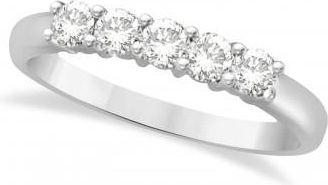 Allurez Five Stone Lab Grown Diamond Ring Anniversary Band 14k White Gold (0.50ctw)
