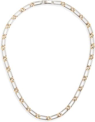 Luv AJ The Two-Tone Pav&eacute; Chain Necklace in Silver at Nordstrom