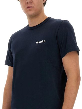 Woolrich Logo Cotton T-Shirt - Blue