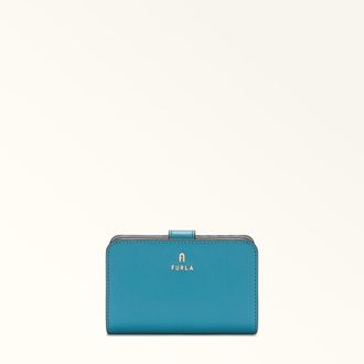 Furla Camelia Portafoglio Compatto M Turchese A Blu Pelle Stampata Donna