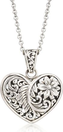Ross-Simons Balinese Sterling Silver Heart Pendant Necklace