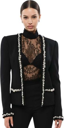 Balmain Black Embellished Collarless Jacket