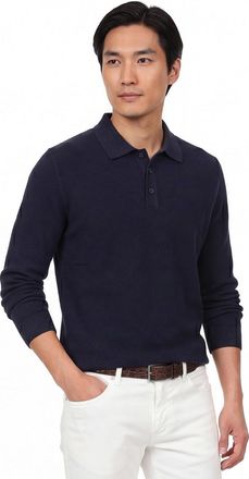 Casamoda polo lange mouw Casa Moda donkerblauw