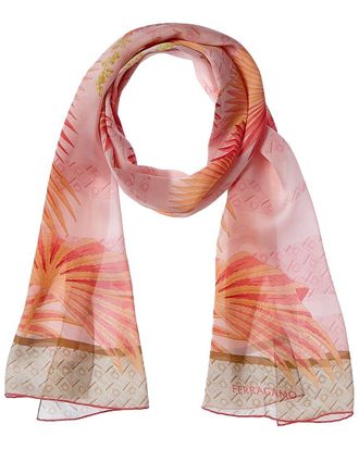 Ferragamo Logo Print Silk Scarf