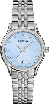 Balmain Beleganza Diamond & Mother-of-Pearl Bracelet Watch, 32mm in Blue Mop Stainless Steel at Nordstrom