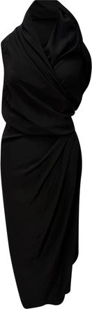 Rick Owens midi-jurk met colkraag in zwarte zijde